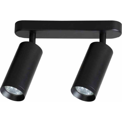 Plafonnier moderne noir barre 26 cm spots orientables 2x GU10 10 W MICA Milagro (1/5)
