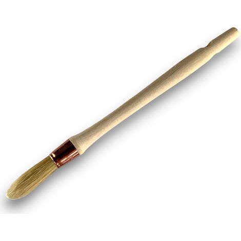 Lot de 50 pinceaux à rechampir  Brosse ronde Ø15 mm en soie blanche  Manche en bois brut  Idéal pour peinture et rénovation de volets, moulures, plinthes et angles Kibros 371D1530x50 (1/5)
