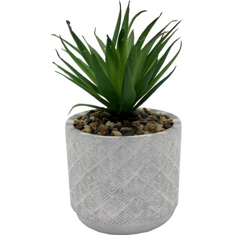ORION91 Planta Artificial Decorativa Elma con Maceta Cemento Gris Claro - diámetro 10cm alto 18cm - SpazioLuzio - Pack x12 (1/5)