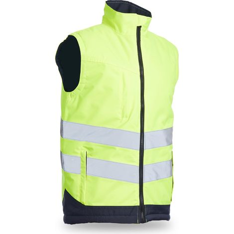 Blackrock Gilet imbottito ad alta visibilità, colore giallo/blu navy, ad alta visibilità, unisex, in pile, Gillette, da lavoro, caldo, impermeabile, antivento, trapuntato, taglia M (1/5)