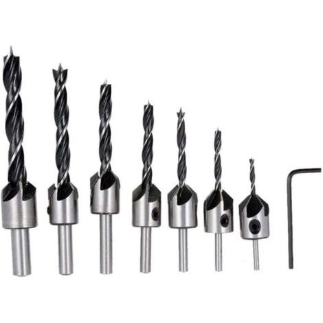 Fraise à fraiser 7 pièces HSS 5 cannelures ensemble de fraisage tournevis alésoir bois métal aluminium plastique fraise outil de forage 3-10mm