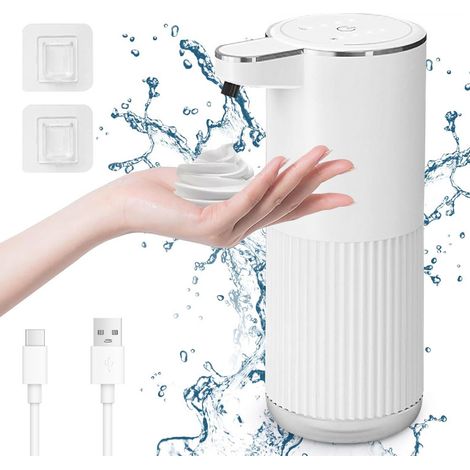 Distributeur automatique de savon liquide, distributeur de savon électrique mural de 400 ml avec indicateur de niveau de batterie (1/5)
