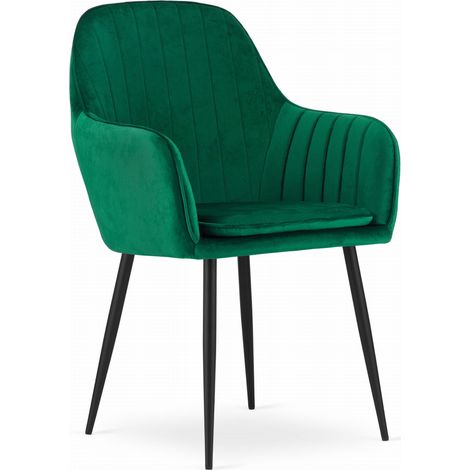 Sedia Lugo - velluto verde / gambe nere x 1 (1/5)