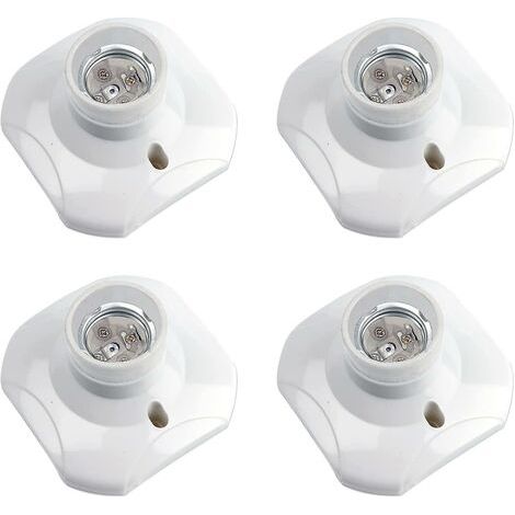 Pair - Douille E27 à visser pour ampoule LED – AC 220-240V – Résistante aux hautes températures – Lot de 4 douilles en plastique blanc (1/5)
