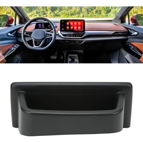 Boîte de rangement noire pour tableau de bord avec plateau de rangement pour écran de navigation arrière pour VW ID.4 2021-2023 (version avec coussinet en silicone ABS) (1/5)
