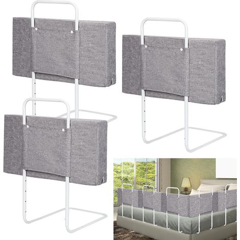 Randaco 4x50cm Barrières de Lit Bébé, 200cm Barriere de Securite Enfant Lit, Réglable En Hauteur, armature de lit pour les tout-petits,Gris 28cm