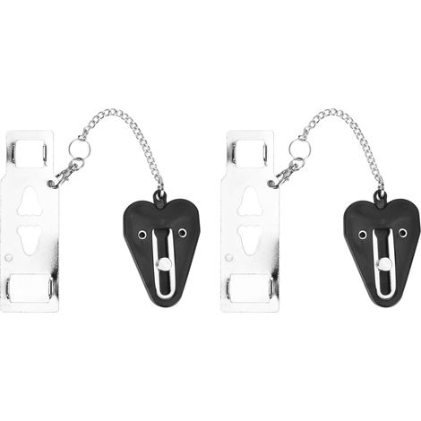 Lot noir porte verrou portable PP acier inox montage facile sécurisé stable 2 pièces pour appartement hôtel voyage (1/5)