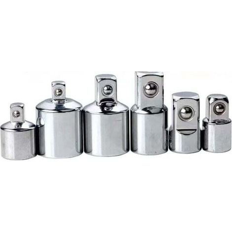 Jeu de clés à douilles 6 pces – Adaptateurs 1/4. 3/8. 1/2 à 3/4 pouces – Acier chrome vanadium – Longueur 34-46 mm pour mécanique (1/5)