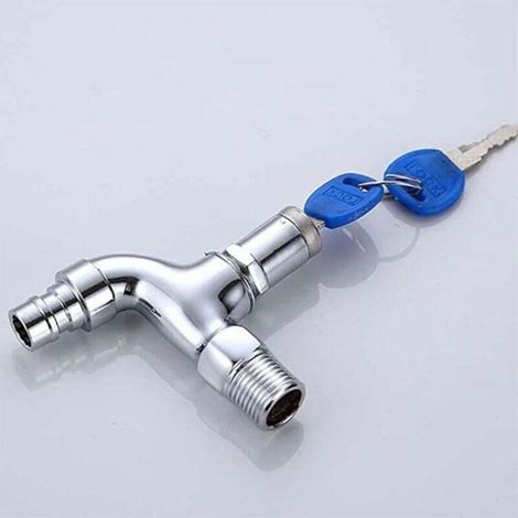Robinet antivol extérieur - - Laiton - Verrouillable - 9x8,8 cm - Argent - Résistant à la corrosion (1/4)