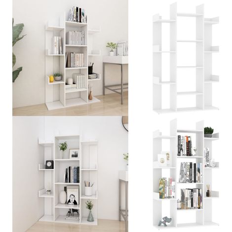 Bibliothèque Blanc 86x25,5x140 cm Bois d’ingénierie - Bibliothèque Blanche - Bibliothèque Design - Étagère Rangement - Bibliothèque Moderne - Bibliothèque Salle À Manger - Home & Living (1/5)