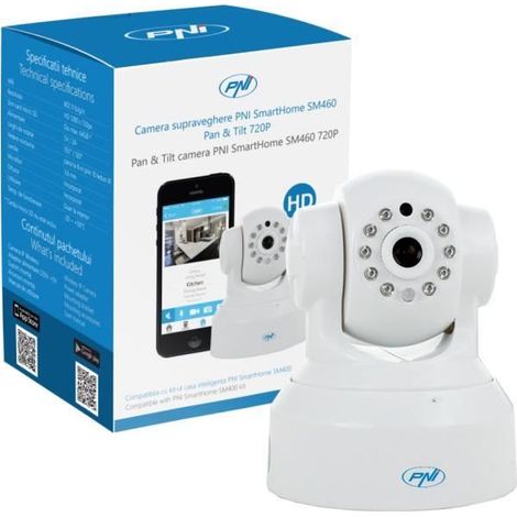 Caméra de surveillance vidéo sans fil PNI SmartHome SM460 Pan & Tilt 720p, dédié iOS / Android APP (1/4)