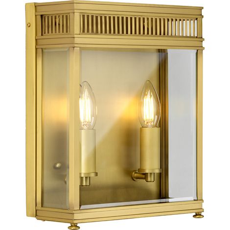 Elstead Holborn Lanterna da esterno a parete in ottone spazzolato, IP44 (1/4)