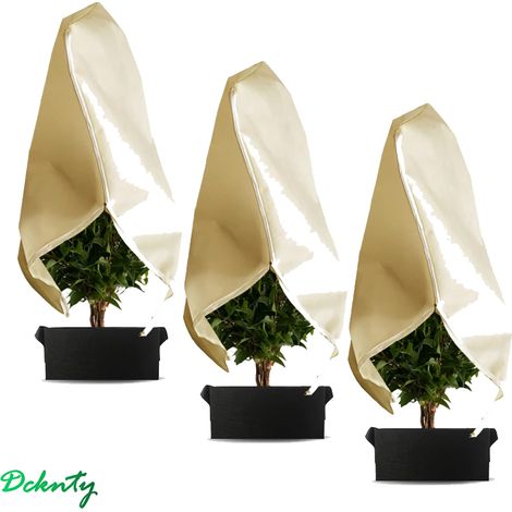 3 Housses d'Hivernage Extérieur Jardin, avec Cordon de Serrage, Protection Hivernale pour Plantes en Pot, Protection Anti-Gel pour Plateau de Culture, 100 Cm