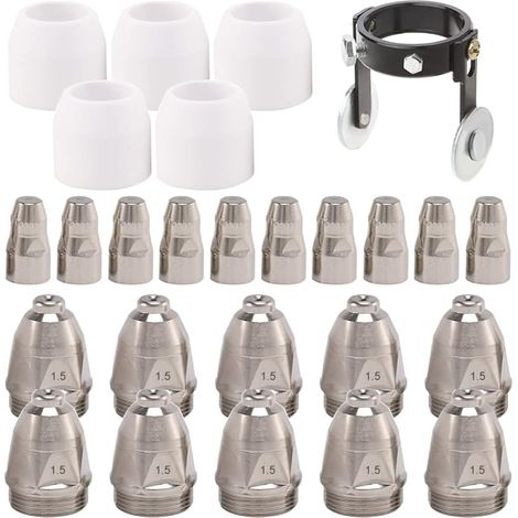 26Pcs P-80 Plasma Electrode Tip Nozzle 1.5 100Amp Plasma Cutter Torch Consumables Kit Fit P-80 Cut Cutter Tips Nozzle (1/5)