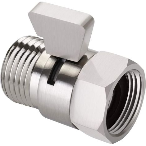 (Nickel brossé)Vanne de régulation du débit d'eau, vanne d'arrêt en nickel brossé pour douche à main, vanne d'arrêt à pression d'eau réglable, connexion standard en laiton G1/2 (1/4)