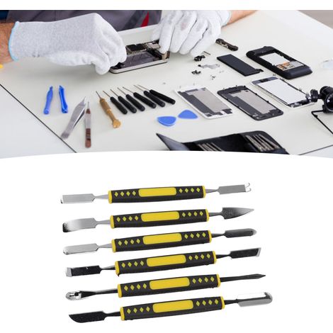 [Set d'outils de réparation] 6 pièces Spudger barres métalliques et manches ABS pour smartphones, tablettes et appareils électroniques (1/5)