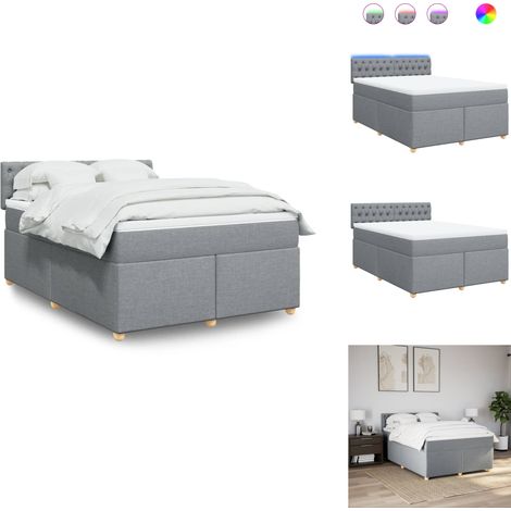 Sommier à lattes de lit avec matelas Gris clair 160x200cm Tissu - Sommier À Lattes De Lit - Sommiers À Lattes De Lit - Lit - Meuble De Chambre À Coucher (1/5)