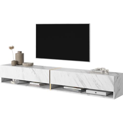 Selsey Mirrgo - TV-Lowboard stehend Weiß Marmor mit Goldenen Einsätzen, 200 cm (1/5)