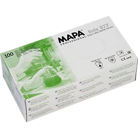 Gants Solo nitrile nitrile chloriné lisse vert - Boite 100 taille 9 - Mapa Professional