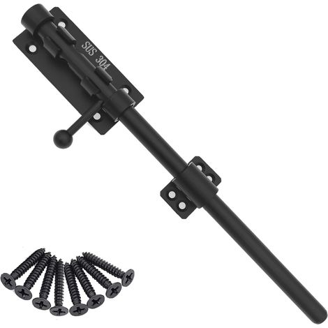 Verrou de porte coulissant en acier inoxydable 304 - Verrou de sécurité de porte robuste - Matériel épais avec vis de fixation pour clôture de grange, abri de jardin, cave 30 cm (1/5)