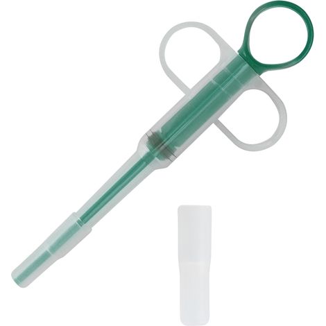 Seringue administratrice de médicaments pour animaux (chat et chien) avec 2 embouts, distributeur de pilules pour animaux (vert) (1/5)