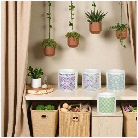 Set of 4 Square Ceramic Diamond Shaped Flower Pot Geometric Artificial Flower Pot Container for Potted Succulent Plants Modern Minimalist Style (Random Combination) (1/4)