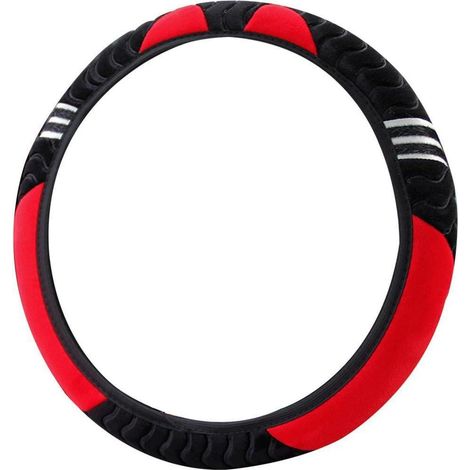 Housse de volant antidérapante en peluche pour voiture, universelle, rouge (1/5)