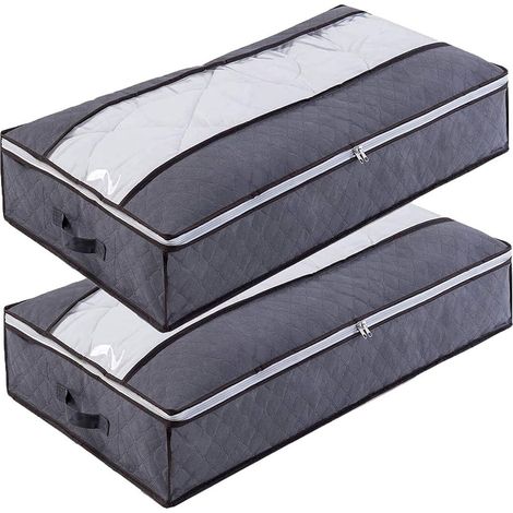 Unterbett 90L sac de Rangement Grand et Robuste Unterbettkommode Bedside Respirant Tissu Pliable Unterbetttasche avec la Fenêtre Claire de Couette Vêtements, de la Literie (1/4)