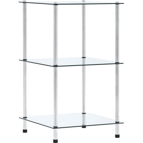 3-Tier Shelf Transparent 40x40x67 cm Tempered Glass vidaXL