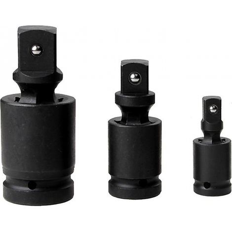 BEBUSINGOTO Schlag-Kardangelenk-Satz, 1/2" 3/8" 1/4" Reduzieradapter mit Kugel- und Federsystem, Steckschlüssel-Adapter für Stecknüsse und Bits, 3-teilig (1/5)
