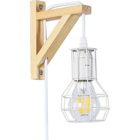 Applique murale en bois et cage "MICA" avec ampoule de 4W 2700K - Blanc (1/5)