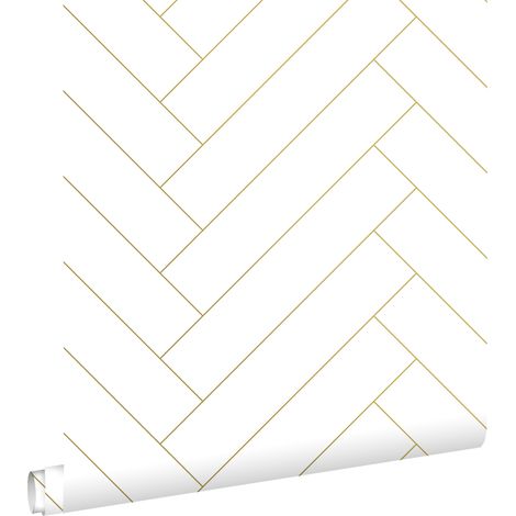 papier peint chevron blanc et or  - ESTAhome (1/5)