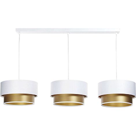 Suspension élégante blanc satiné intérieur doré lumière chaleureuse - Blanc satin intérieur or mat (1/5)