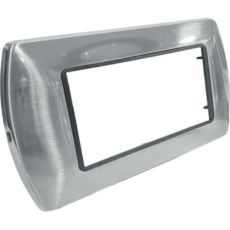 Placchetta per interruttore in metallo a 4 posti argento lucido cassetta 504 compatibile con living international supporto cover (1/2)