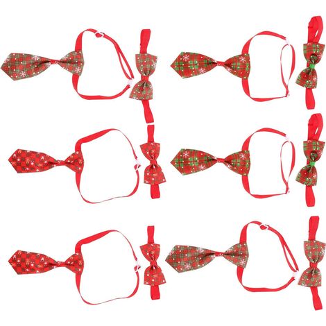 6-Piece Red Polyester Christmas Dog Ties, Lightweight and Comfortable, Grooming Accessories for Christmas Parties and Pet Costumes, Random Color (1/5)