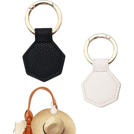 2 pinzas magnéticas para sombreros, ideales para viajes pinzas de cuero para colgar sombreros en bolsos y bolsas de mano (negro, blanco).