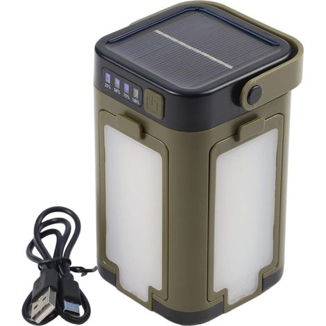 Lanterne de camping solaire rechargeable avec panneaux de feuilles pliables, 6 modes, USB et énergie solaire, étanche IPX4 pour randonnée, camping et jardin (1/5)