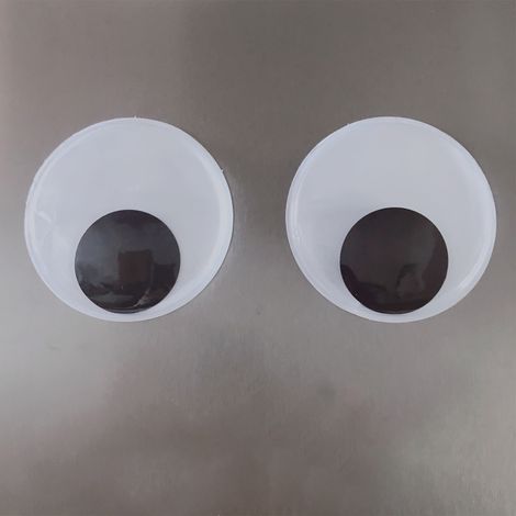 Lot de 2 yeux mobiles en résine autocollante, 8 cm, noir et blanc, pour décoration intérieure ou réfrigérateur.