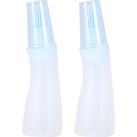 Lot de 2 bouteilles à huile en silicone pour barbecue avec pinceau, outil de cuisine pour la cuisson et le gril, bleu-AquaForge (1/5)