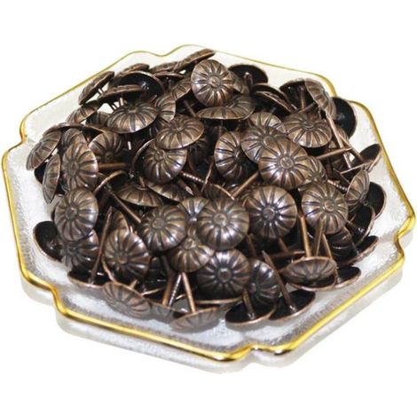 Bronze Clous Décoratifs Rétro Antiques Clous Décoratifs Clou Tapissier Décoratifs de Meubles Tacks pour Renforcer Et Décorer Canapés Lits Placards Murs Boiseries Bronze Rouge 11 x 16mm 100 Pièces (1/4)