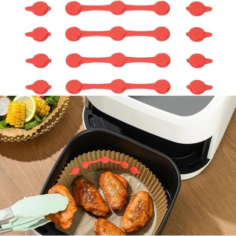 Juego de 4 clips magnéticos rojos resistentes al calor para freidora de aire, accesorio de cocina con tabla de referencia para cocinar, 10,5 x 1,5 cm (1/5)