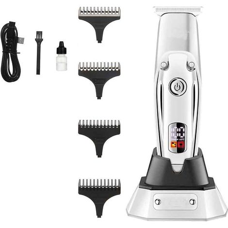 Rasoio tagliacapelli ricaricabile usb regola barba baffi basette portatile con display led con 4 pettini guida (1/2)