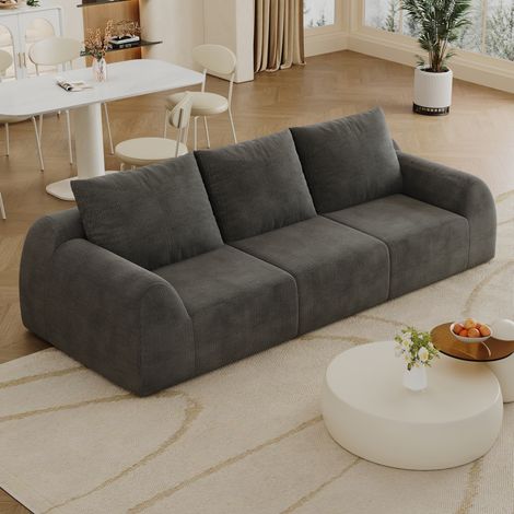 Divano in tessuto chenille grigio scuro, schiuma ad alta elasticità, consegna compatta, senza attrezzi (1/5)