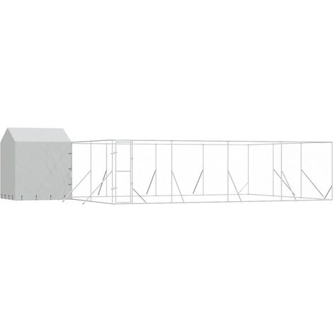 Maison Exclusive - Outdoor-Hundezwinger mit Dach Silbern 10x6x2,5