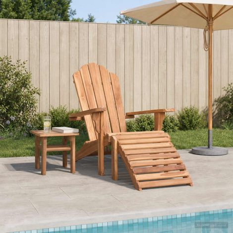 vidaXL Chaise Adirondack de jardin avec repose-pieds Naturel (1/5)