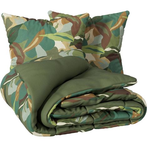 Set di biancheria da letto 3 pezzi renata in percalle di cotone verde 240x220cm - Atmosphera créateur d'intérieur