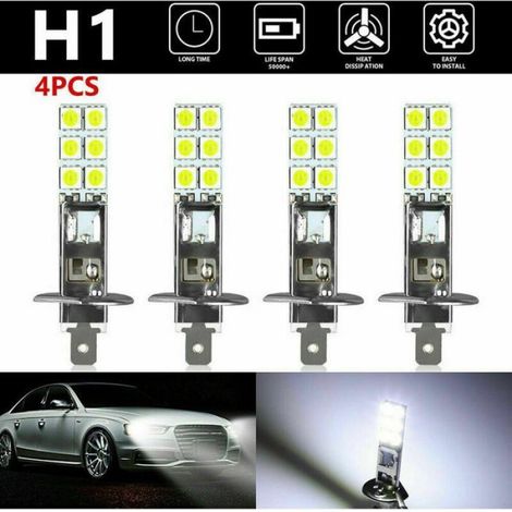 Lot de 4 ampoules LED H1 6000 K blanches pour feux de brouillard et de conduite tension 12V-24V JEU D'APPRENTISSAGE (1/5)