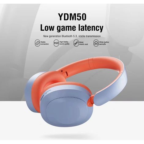 Casque audio sans fil Bluetooth supra-auriculaire orange-violet, basses puissantes, casque de sport et de jeu de haute q (1/5)