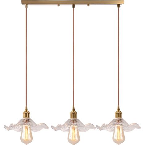3 Lumières Plafonnier D'Intérieur Vintage Suspension Luminaire En Verre Lustre Rétro Suspension Moderne (1/5)
