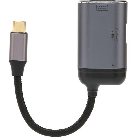 Adaptateur USB-C vers HDMI/VGA, compatible avec la sortie PD 4K 60 Hz, puissance 100 W, en alliage d'aluminium, convient aux ordinateurs portables, téléphones portables et ordinateurs de bureau. (1/5)